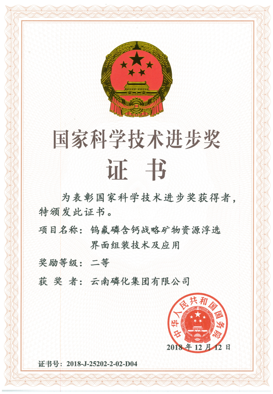 国家科学技术进步奖二等奖2018